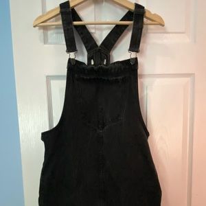 Forever 21 Black Denim Pinafore/Overall Dress